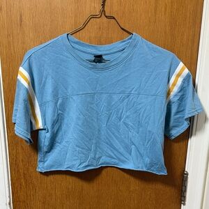 Wild Fable Blue and Yellow Short Sleeve Crop Top